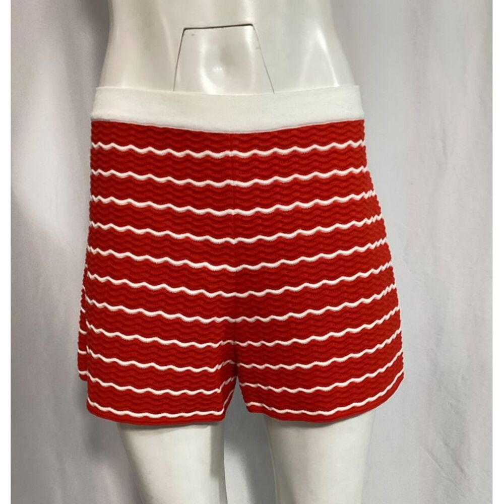 Carolina Herrera Striped Pointelle-Knit Shorts in Red Viscose - Picture 7 of 10